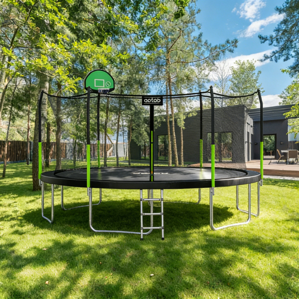 Aotob 14ft Trampoline with Safety Net & Ladder