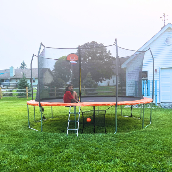Aotob 15ft Trampoline with Basketball Hoop & Ladder