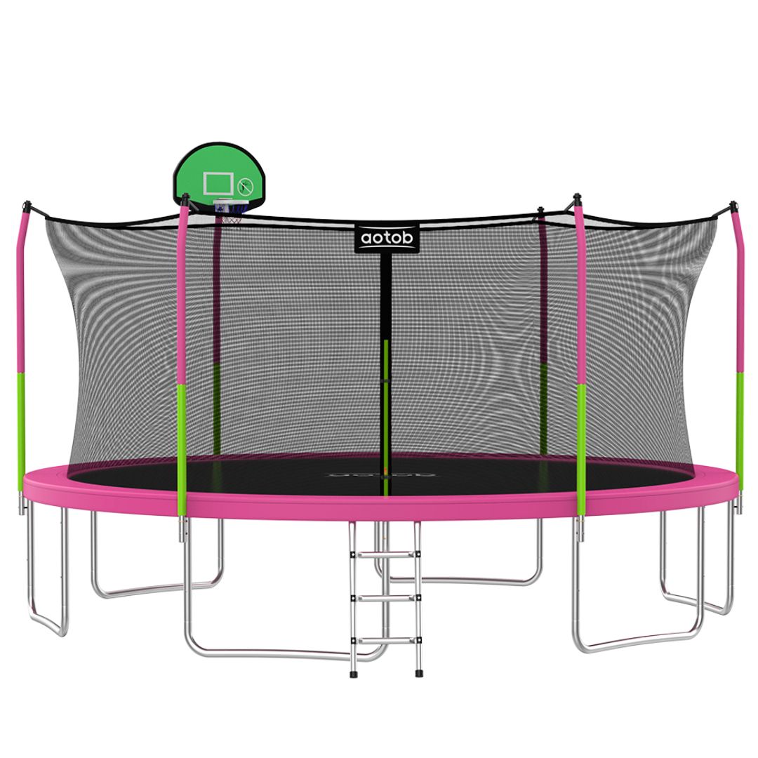 Pink outdoor trampoline-aotob