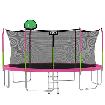 Pink outdoor trampoline-aotob